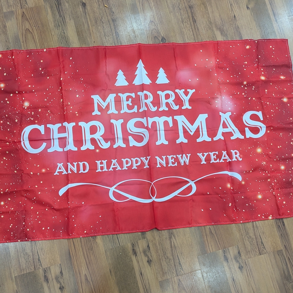 New Festive Red Merry Christmas And Happy New Year Banner For Indoor And Outdoor